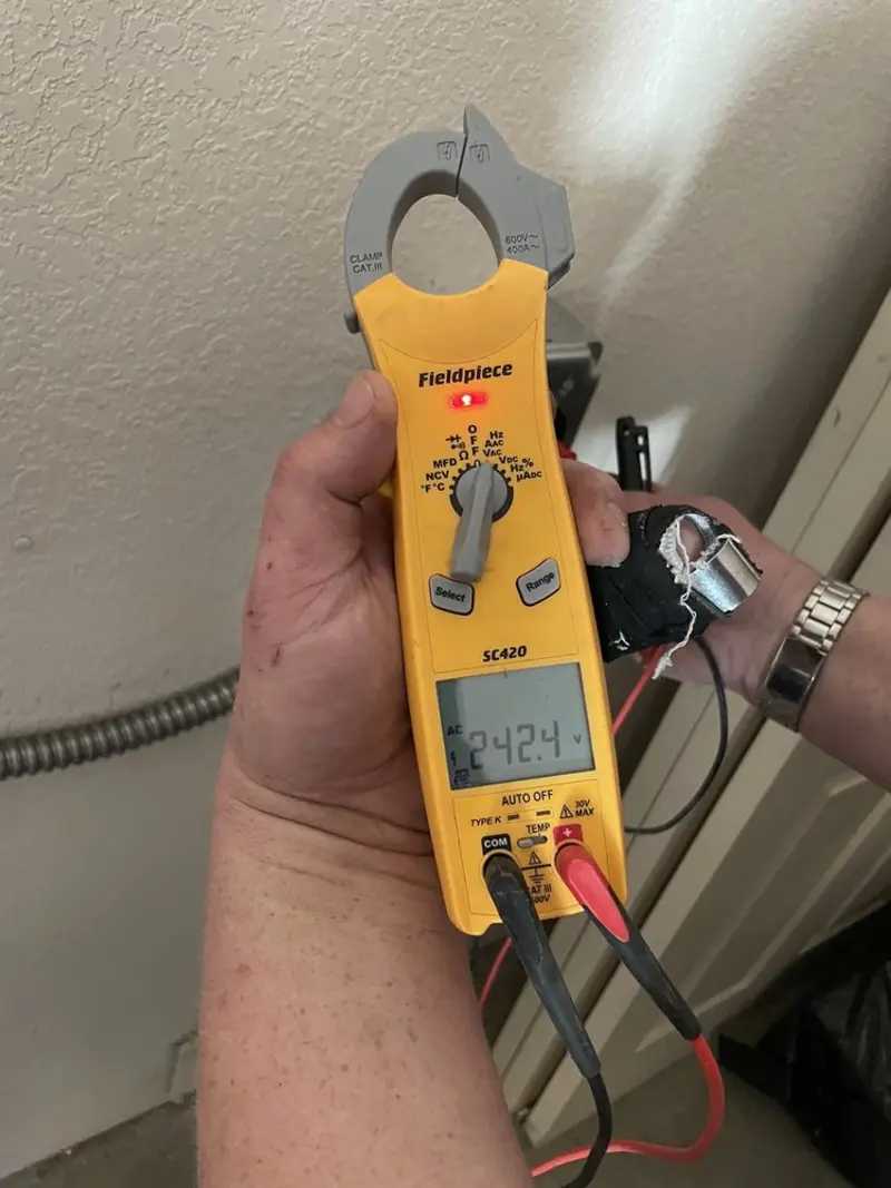 Voltage testing with clamp meter during Generator Installation in Somerton